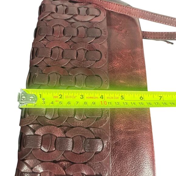 Patricia Nash Round chain link Leather Crossbody Bag Adjustable Strap Baku Red - Picture 10 of 12